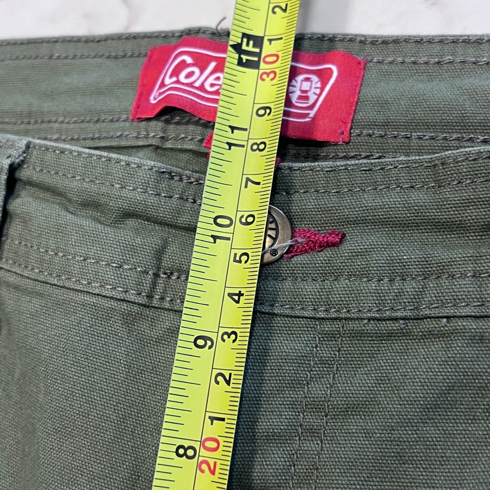 Coleman Olive Green Canvas Utility Shorts Size 34 Stretch Cotton Outdoor READ - Picture 5 of 11